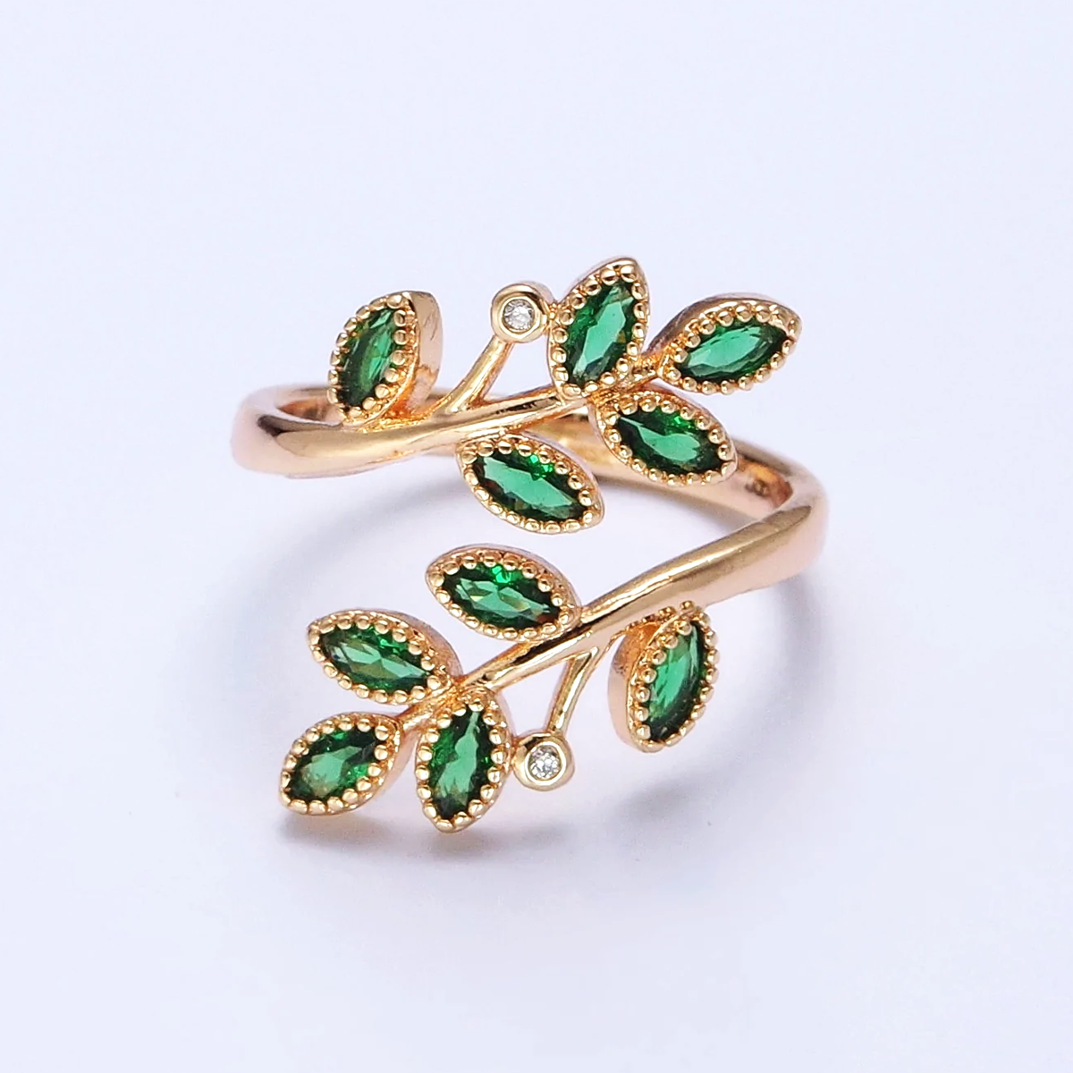 Gold Leaf Ring Adjustable (US8-10) / 18K Gold