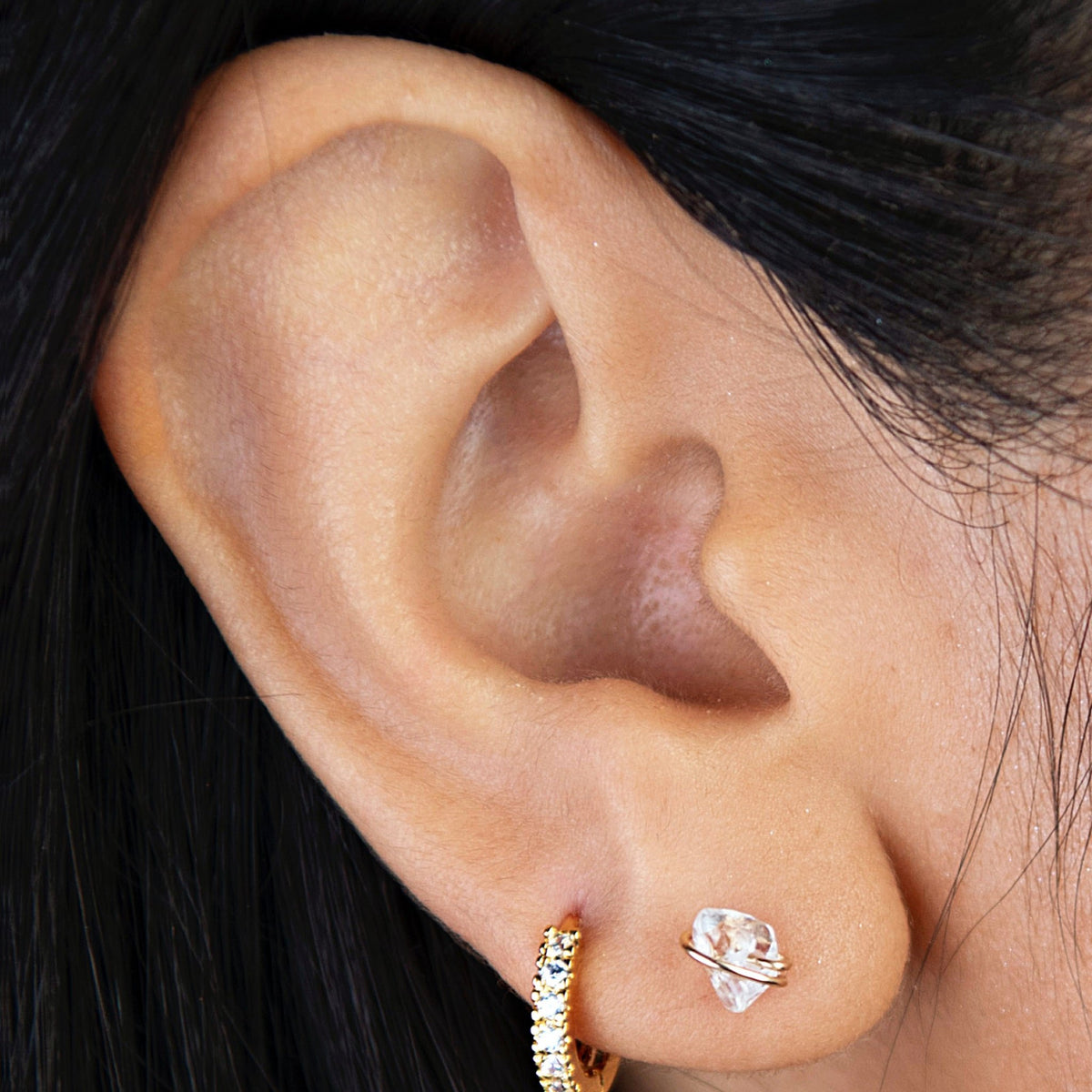 Crystal Gold Stud Earring