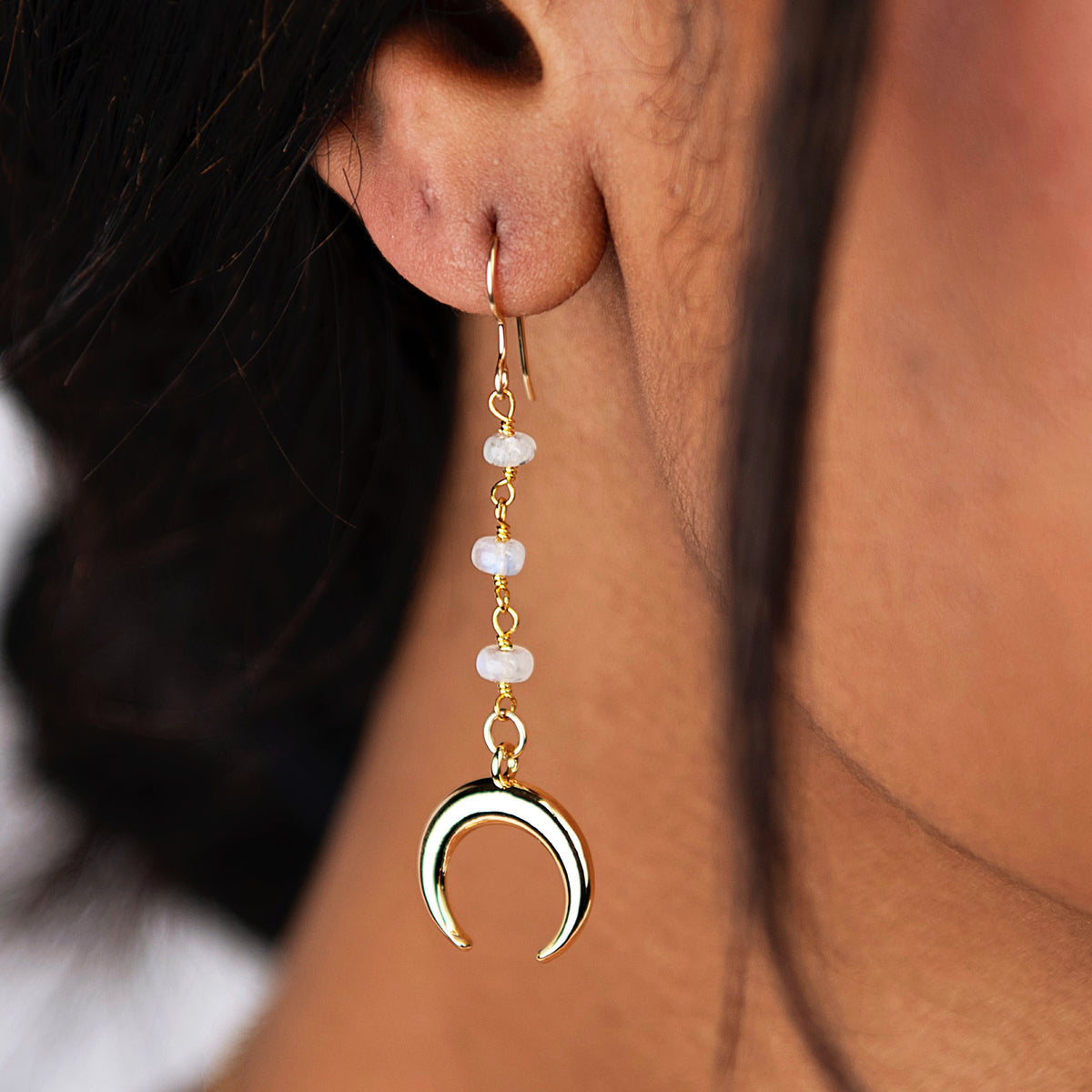 Crescent Horn Dangle Earring