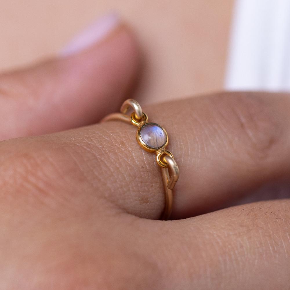 Dainty Labradorite Gold Ring