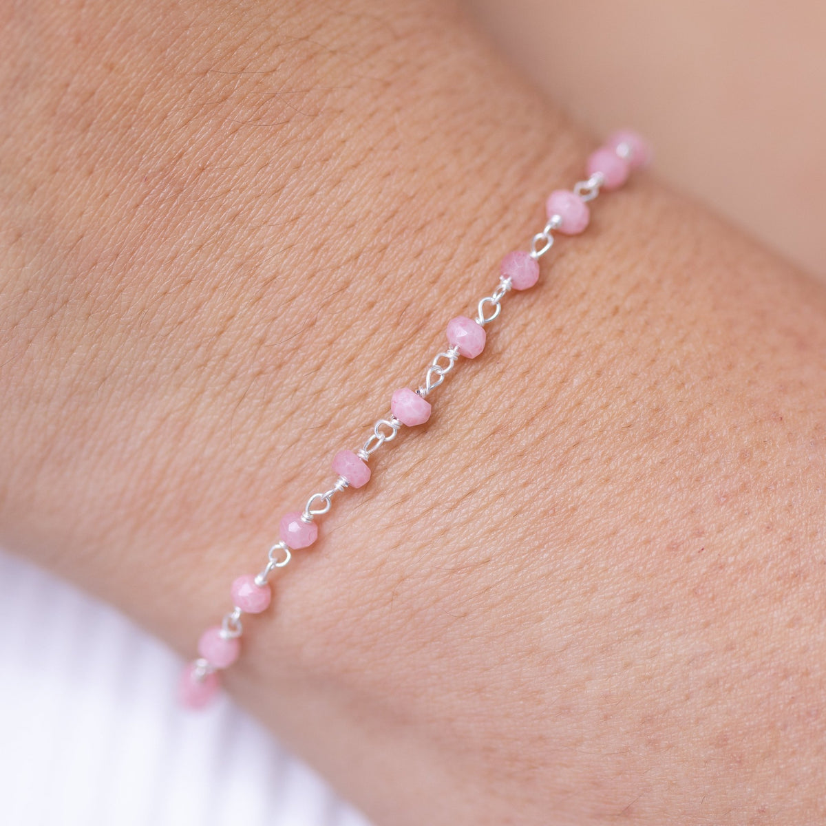 Rose Chalcedony Silver Bracelet