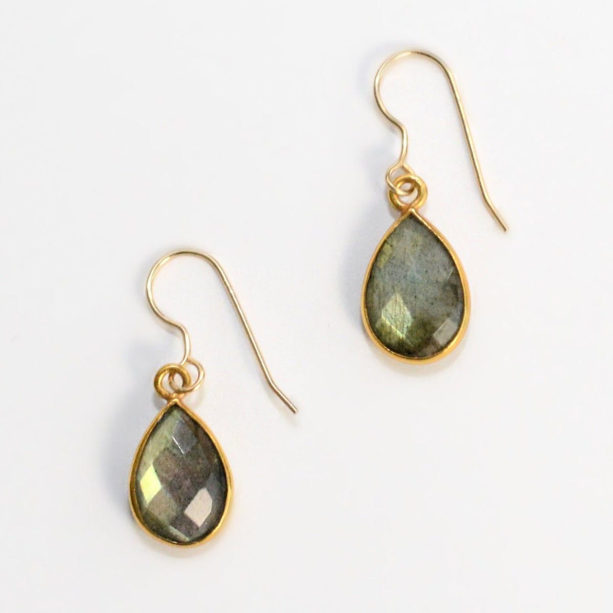 Labradorite Teardrop Gold Earring