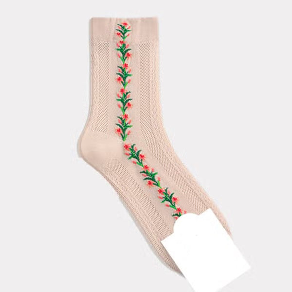 Floral Center Twist Socks