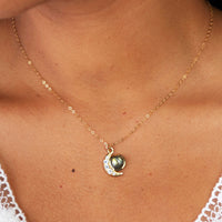 Labradorite Gem Moon Necklace