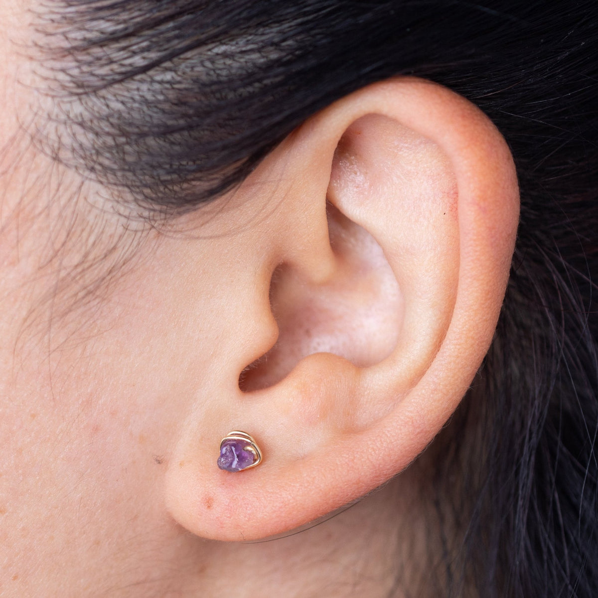 Amethyst Gold Stud Earring