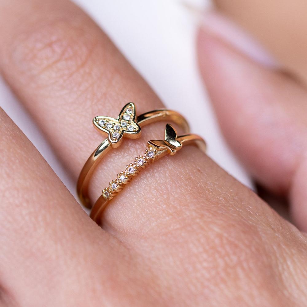 Butterfly Stack Adjustable Gold Ring