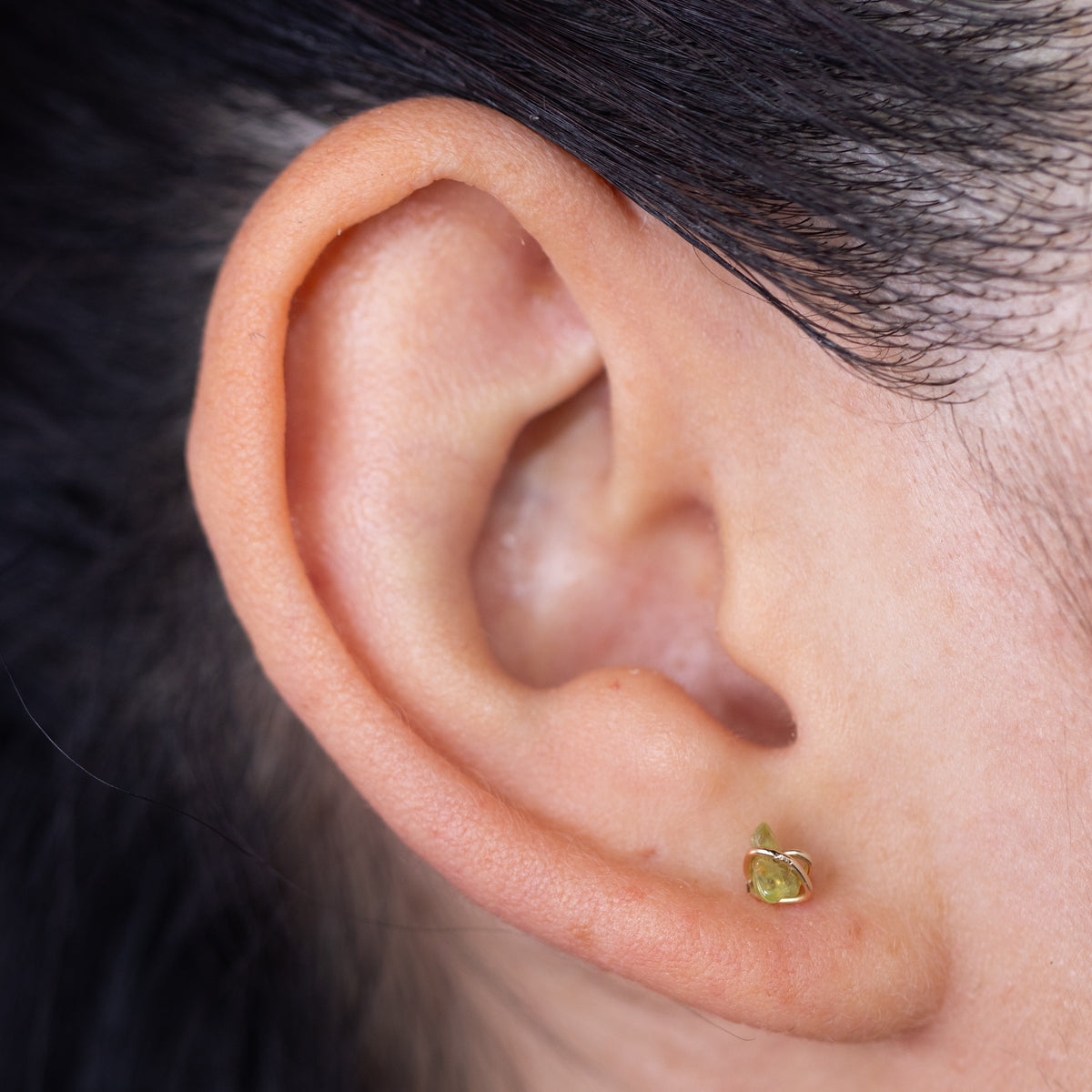 Peridot Gold Stud Earring