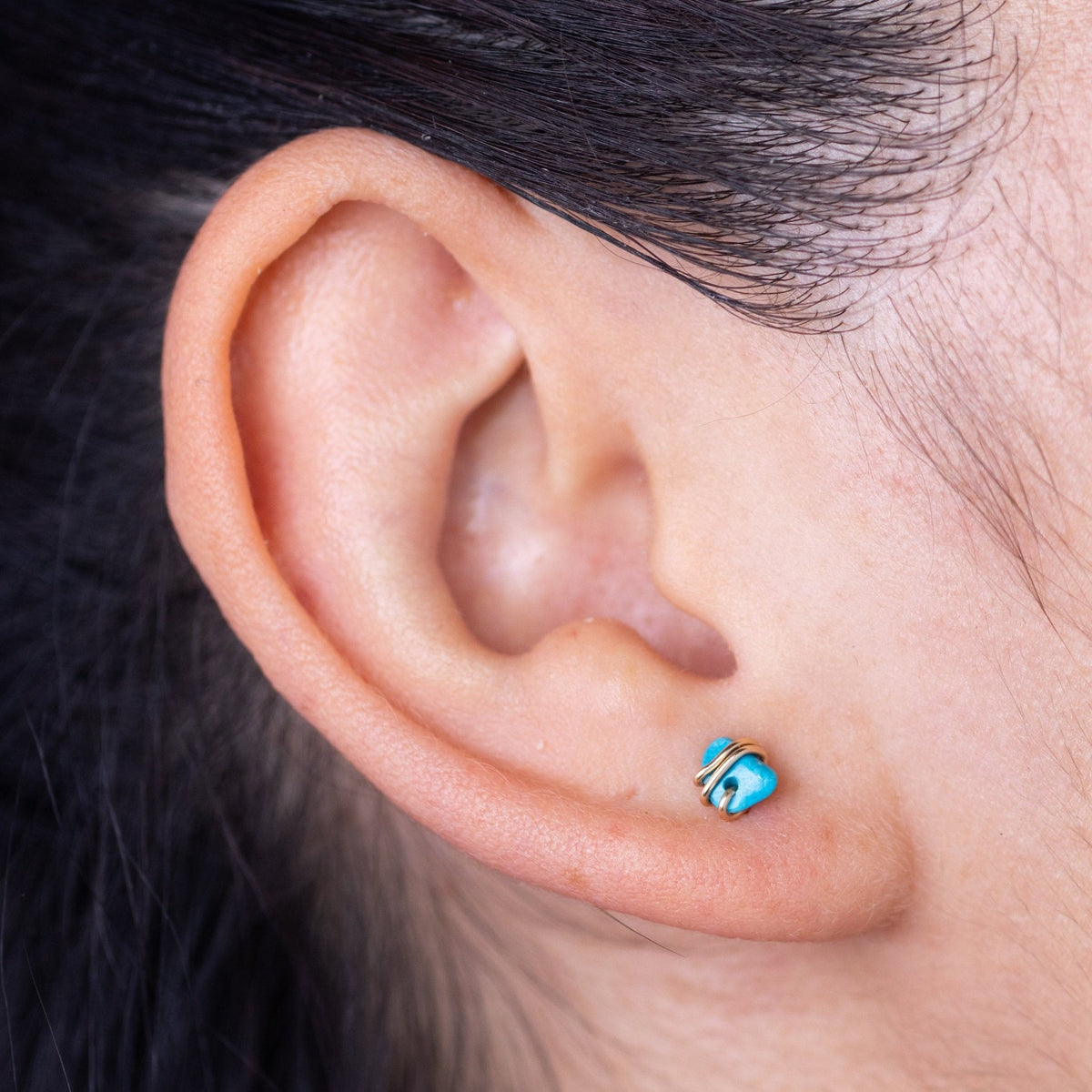 Turquoise Gold Stud Earring