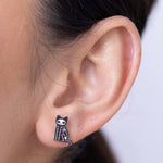 Skeleton Black Cat Earring