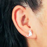 White Cat Earring