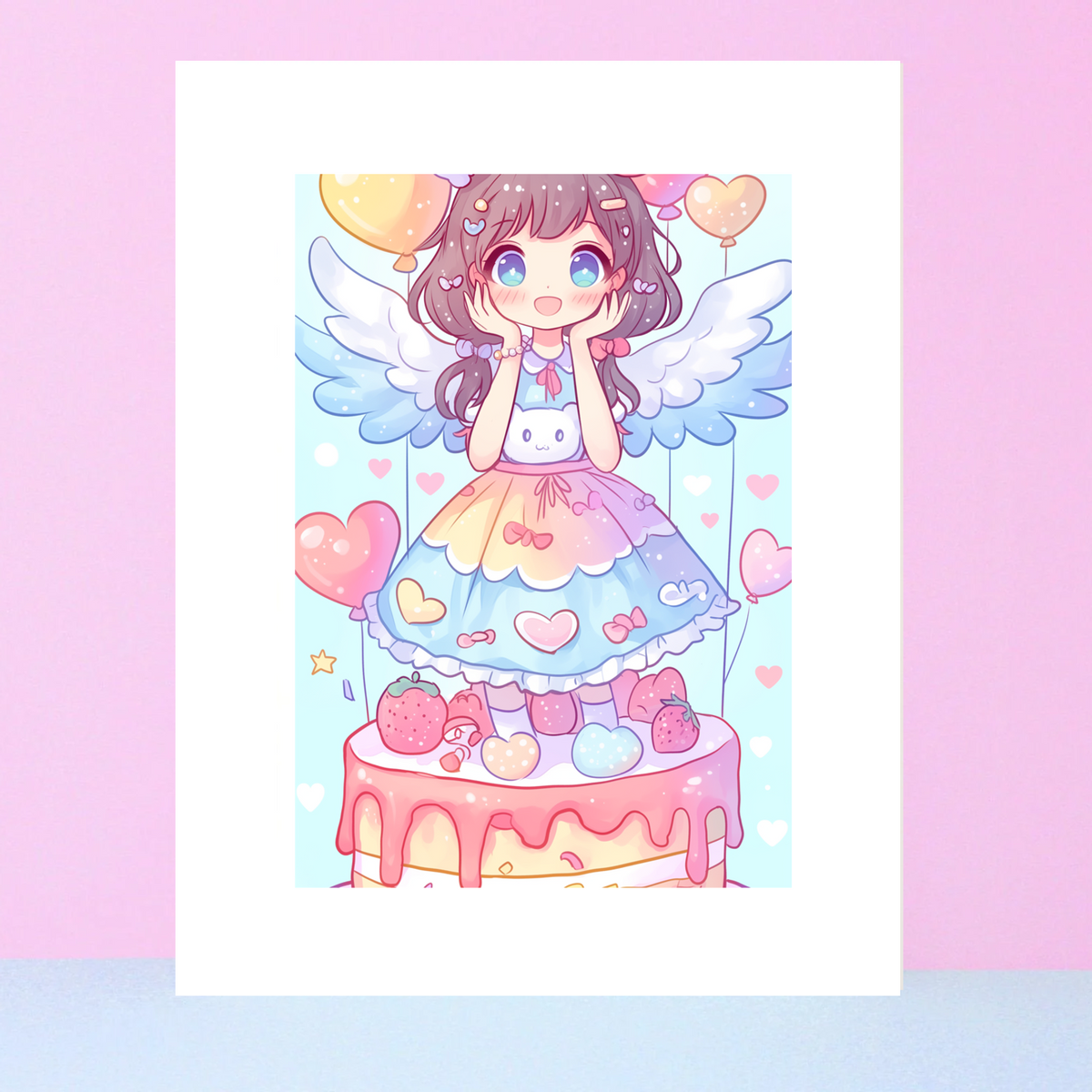 Strawberry Cake Girl Art Print