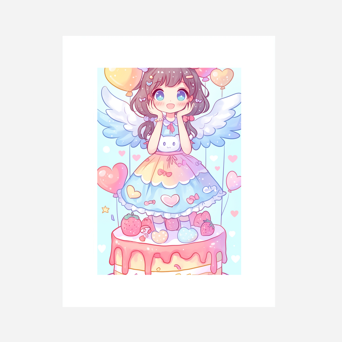 Strawberry Cake Girl Art Print