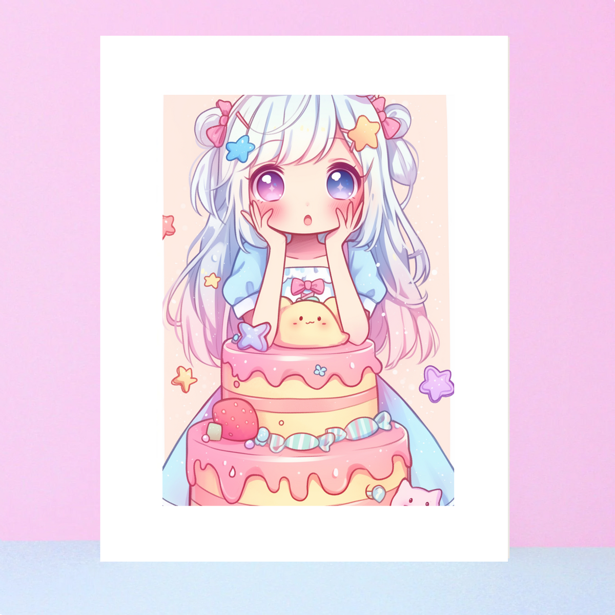 Star Cake Girl Art Print