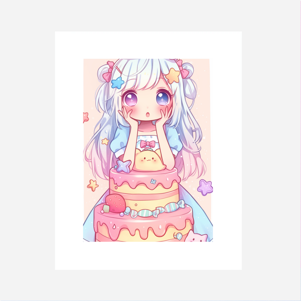 Star Cake Girl Art Print