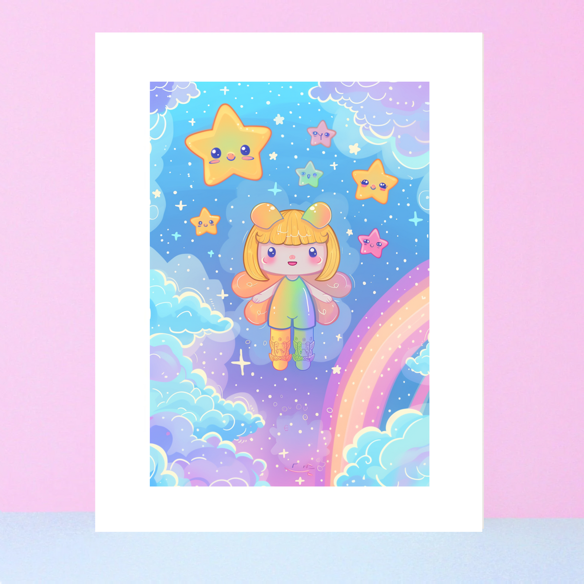 Pastel Cloud Girl Art Print