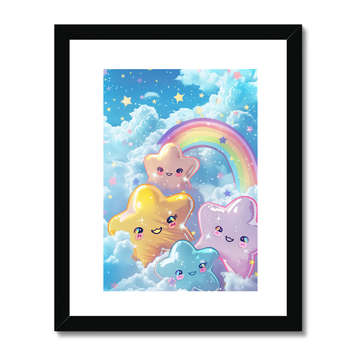 Pastel Stars and Rainbow Art Print