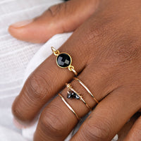 Hematite Triple Band Gold Ring