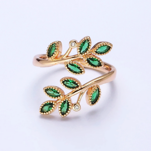 Green Leaf Adjustable Gold Ring