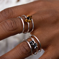 Hematite Triple Band Silver Ring