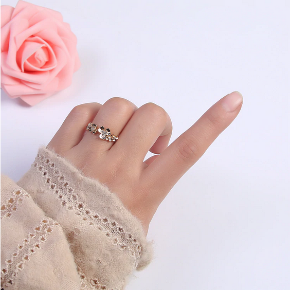 Flowers in Bloom Adjustable Gold Ring