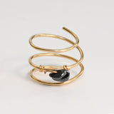 Hematite Triple Band Gold Ring