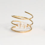 Crystal Triple Band Gold Ring