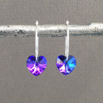 Iridescent Blue Heart Hoop Earrings