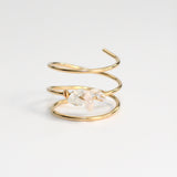 Rose Quartz Triple Band Gold Ring