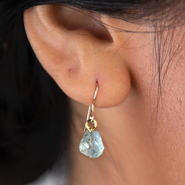 Aquamarine Nugget Earring