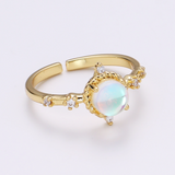 Magical Moonstone Adjustable Gold Ring