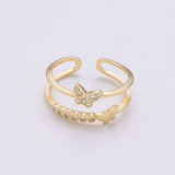 Butterfly Stack Adjustable Gold Ring