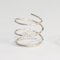 Clear Quartz Triple Band Silver Ring