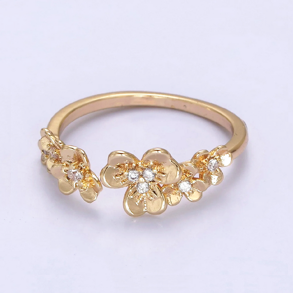 Flowers in Bloom Adjustable Gold Ring