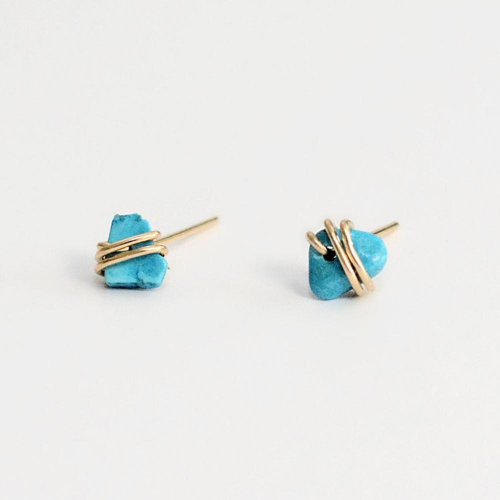 Turquoise Gold Stud Earring