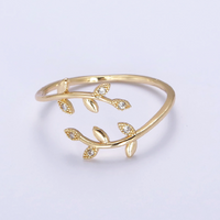 Leafy Branch Adjustable Gold Ring
