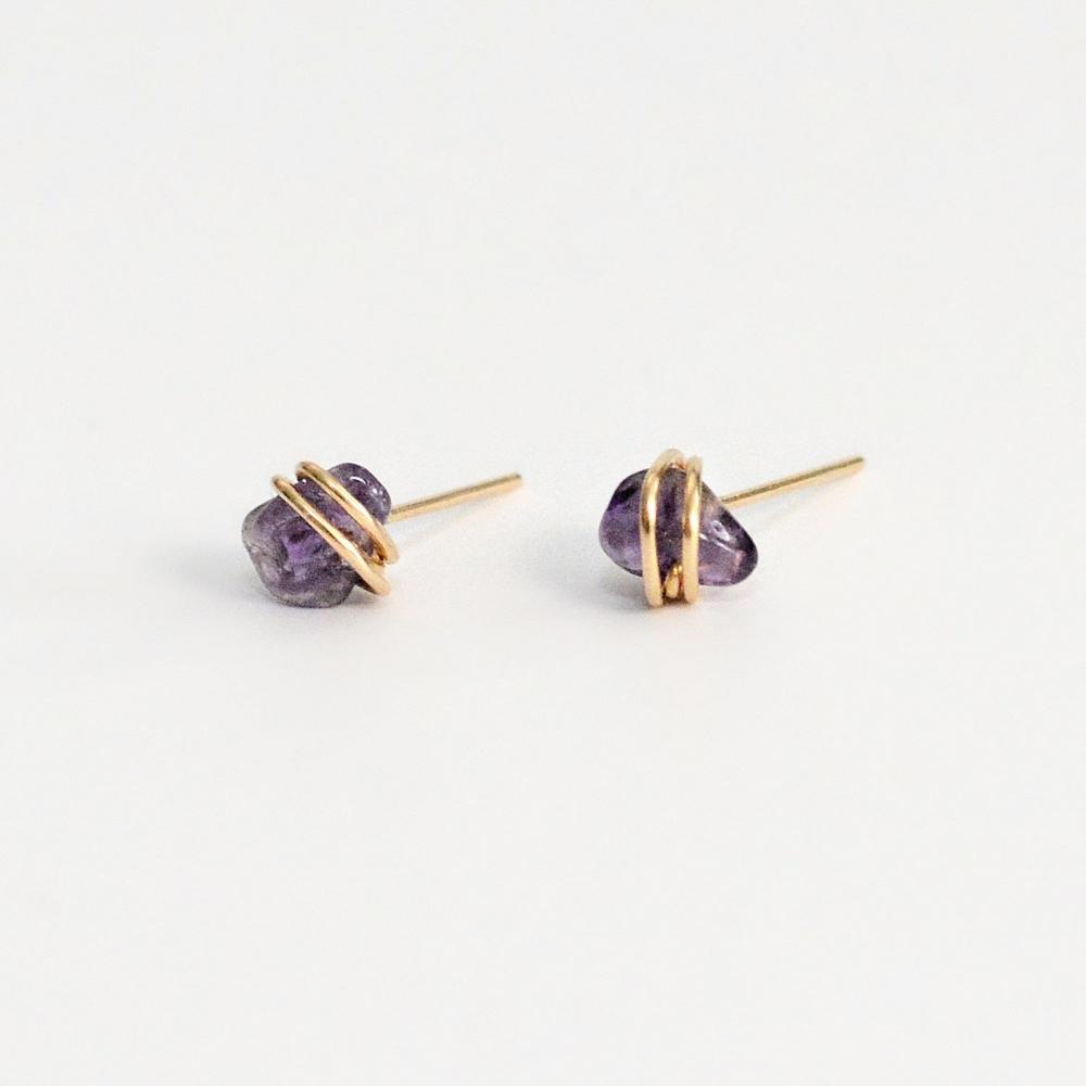 Amethyst Gold Stud Earring