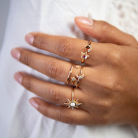 Star and Moon Adjustable Gold Ring