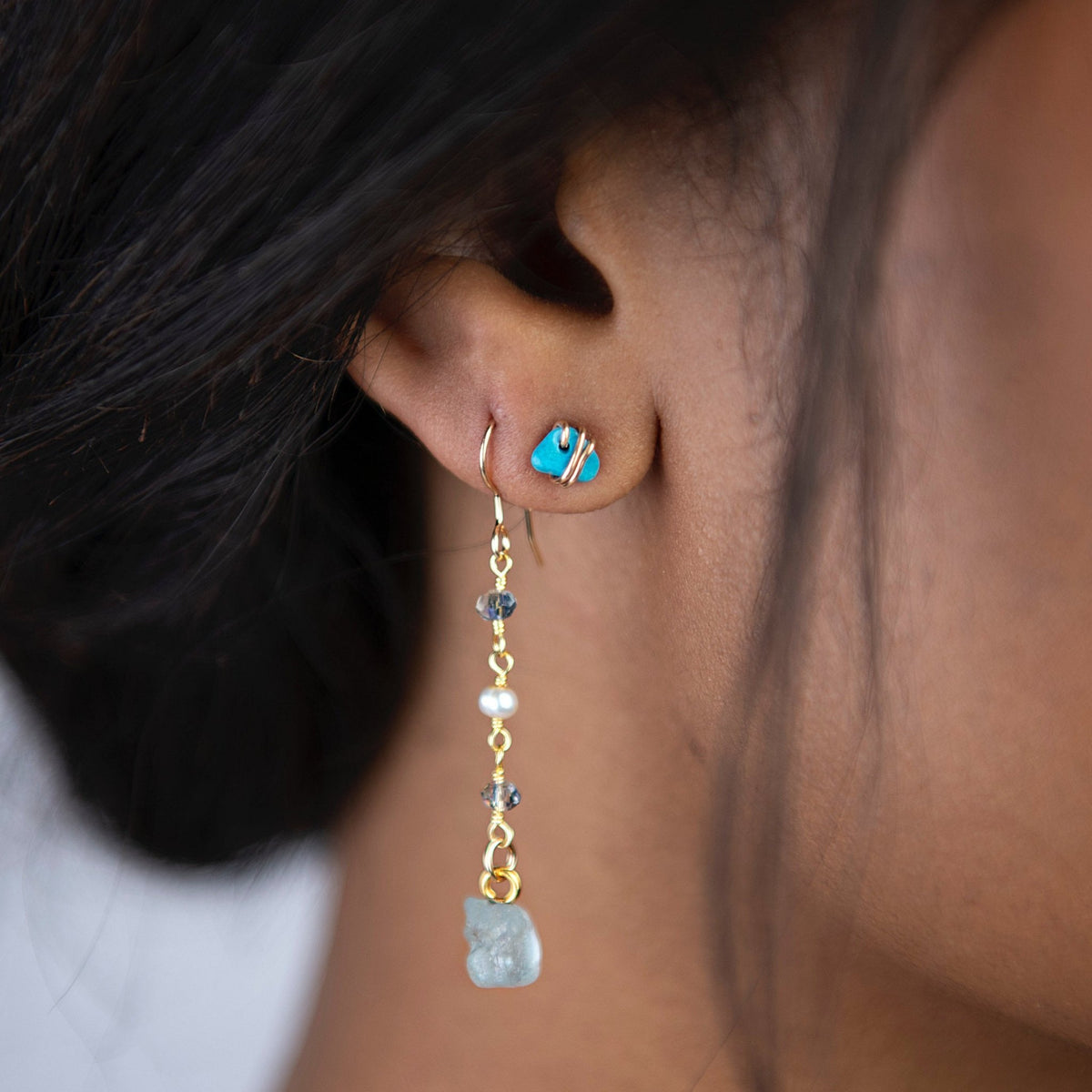 Turquoise Gold Stud Earring