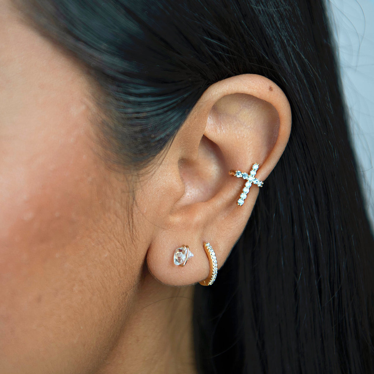 Crystal Gold Stud Earring