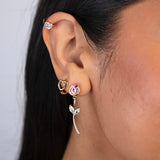 Pink Rose Stud Earring