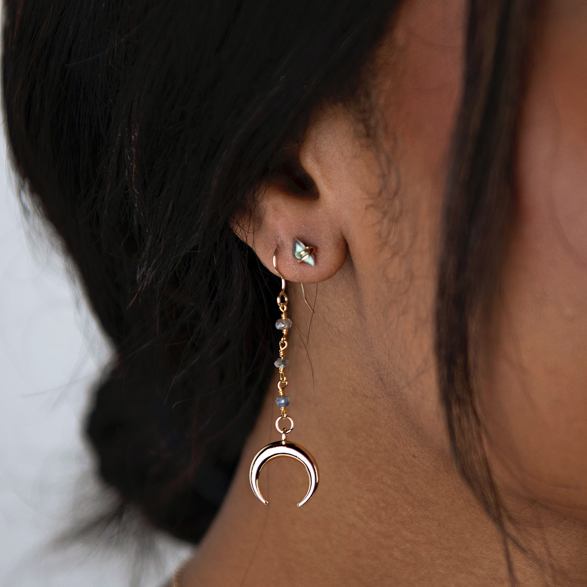 Crescent Horn Dangle Earring