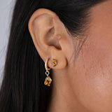 Citrine Nugget Hoop Earring - Gold or Silver