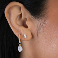 Moonstone Nugget Hoop Earring - Gold or Silver