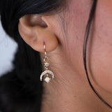 Opal Crescent Moon and Star Charm Earring
