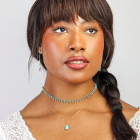 Turquoise Teardrop Gem Necklace